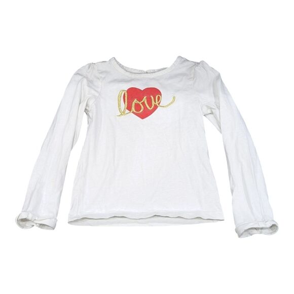 Janie and Jack Heart Valentines red White gold long sleeve shirt girls size 5 - Picture 1 of 8